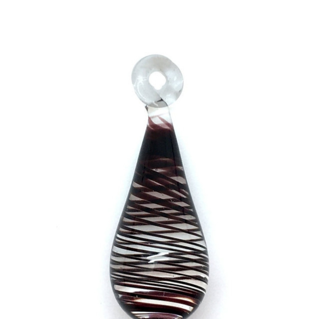 Teardrop Pendant Amethyst Spiral Lampwork